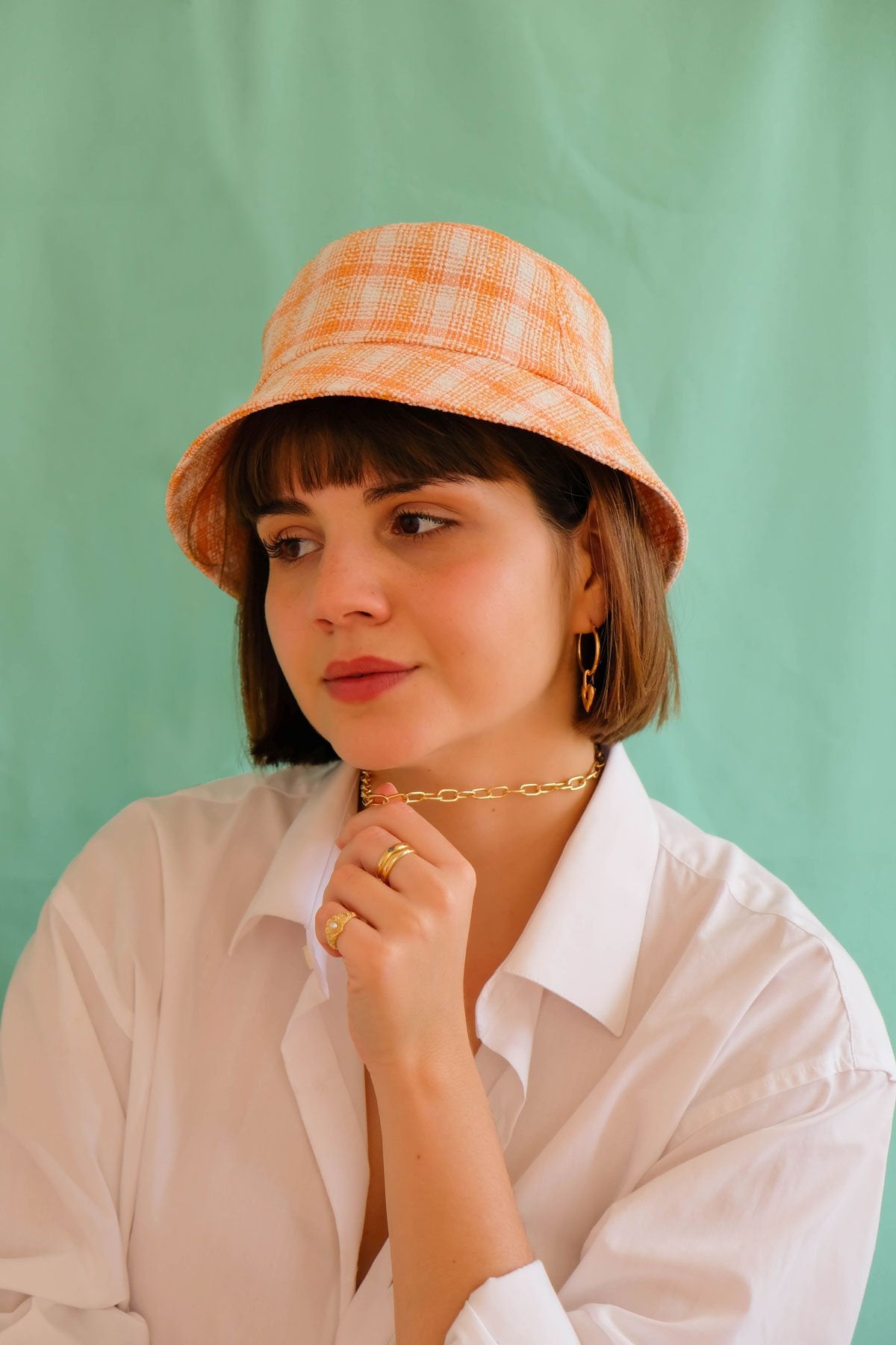 Check mate orange bucket hat-abc