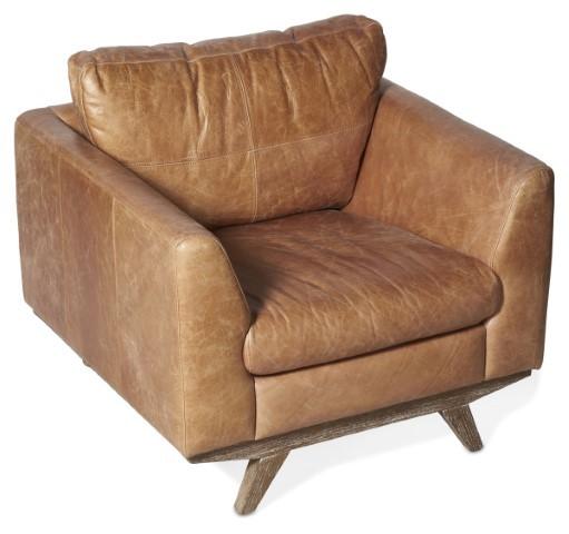 Milan Leather Armchair - Tan - 90x90x82cm - 26.4kg-abc