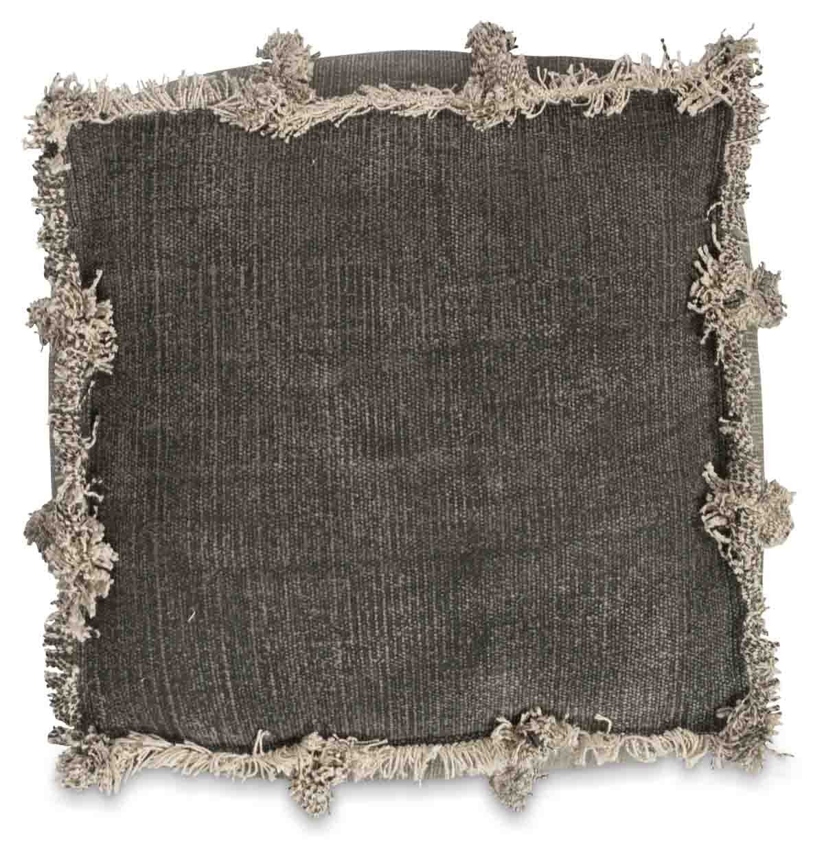 Kitson Square Hand Woven Stone Wash Cotton Ottoman with Thermocol Bean Filler-abc