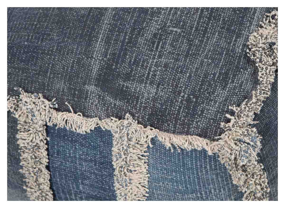 Kitson Square Hand Woven Stone Wash Cotton Ottoman with Thermocol Bean Filler-abc