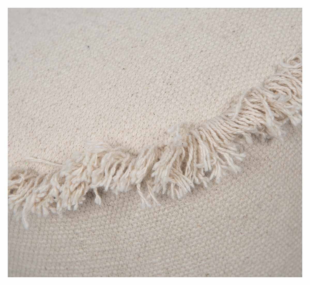 Kitson Round Hand Woven Stone Wash Cotton Stool with Wooden Legs-abc