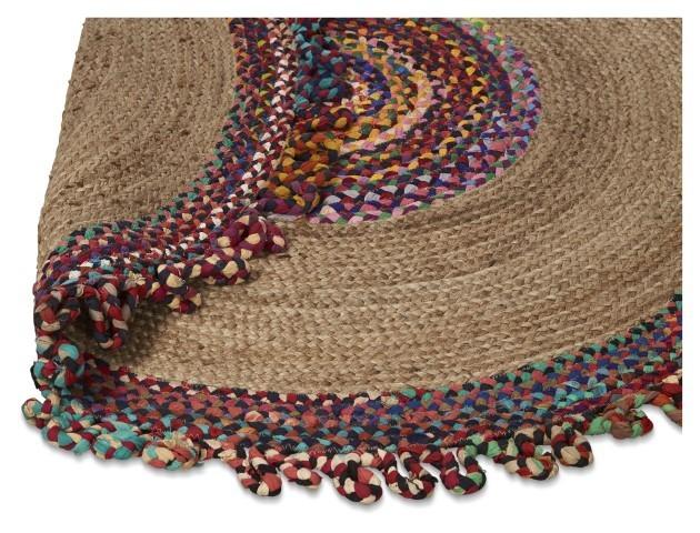 Round Multicolour Jute & Cotton Chindi Rug 200cm - Natural/Multi-Living-Home & Giftware-Default Title---abc
