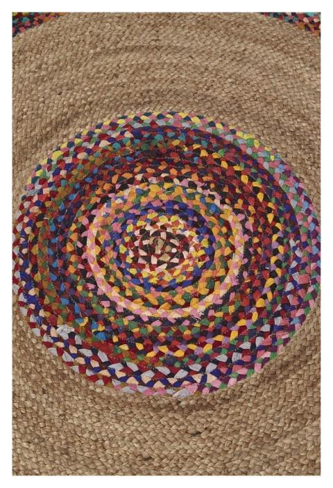 Round Multicolour Jute & Cotton Chindi Rug 200cm - Natural/Multi-Living-Home & Giftware-Default Title---abc