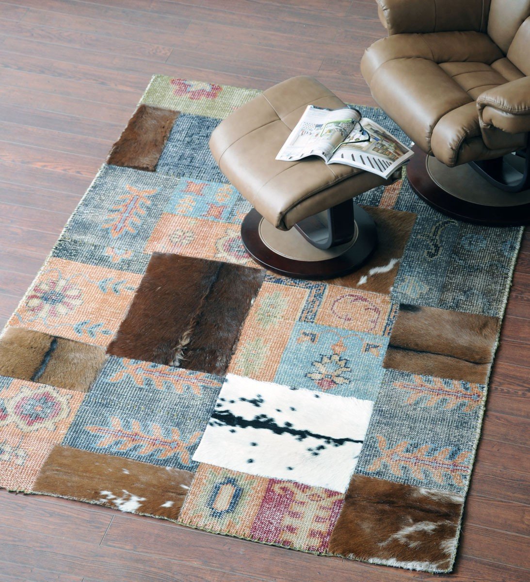 Rug Aramis Handmade Patch Wool and Hair on Hide-Living-Home & Giftware-Default Title---abc