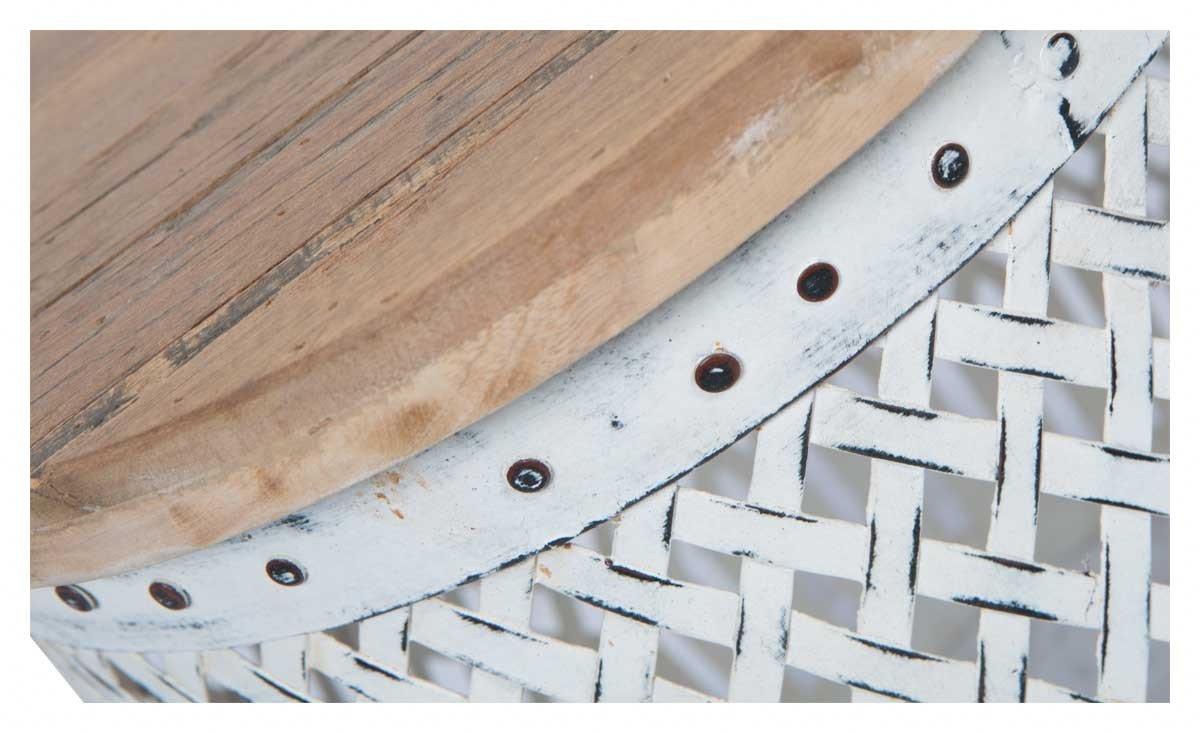 Vintage Round Distressed Wood and Iron Accent Table-Living-Home & Giftware-Default Title---abc