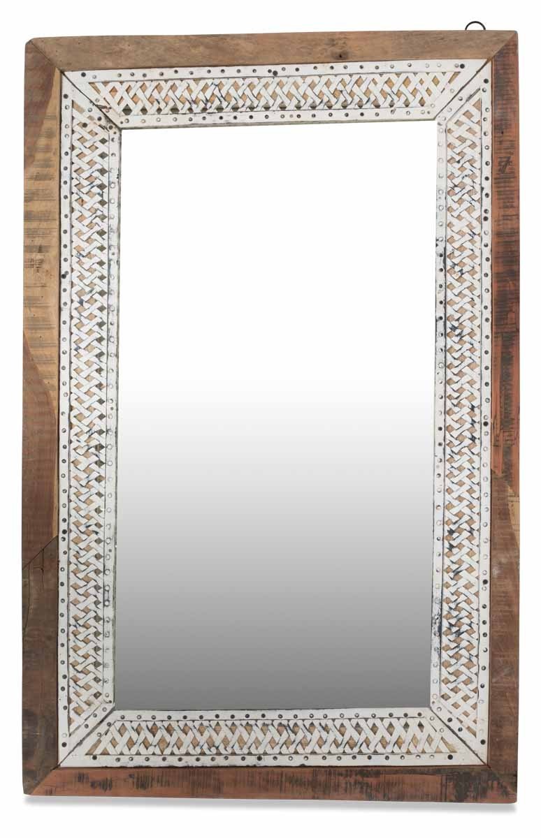 Vintage Distressed Wood and Iron Mirror-Living-Home & Giftware-Default Title---abc