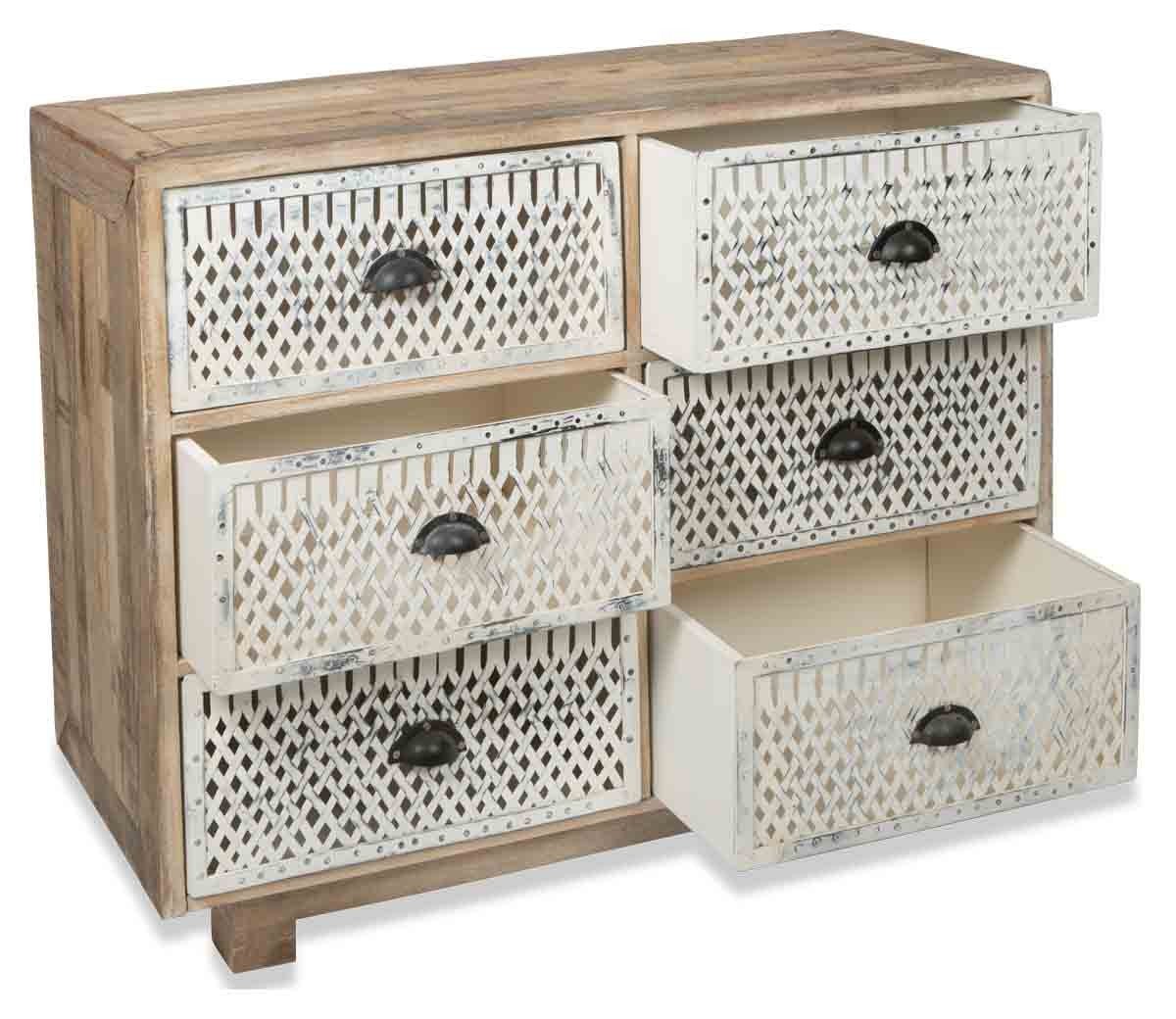 Vintage Distressed Wood and Iron Six Drawer Dresser-Living-Home & Giftware-Default Title---abc