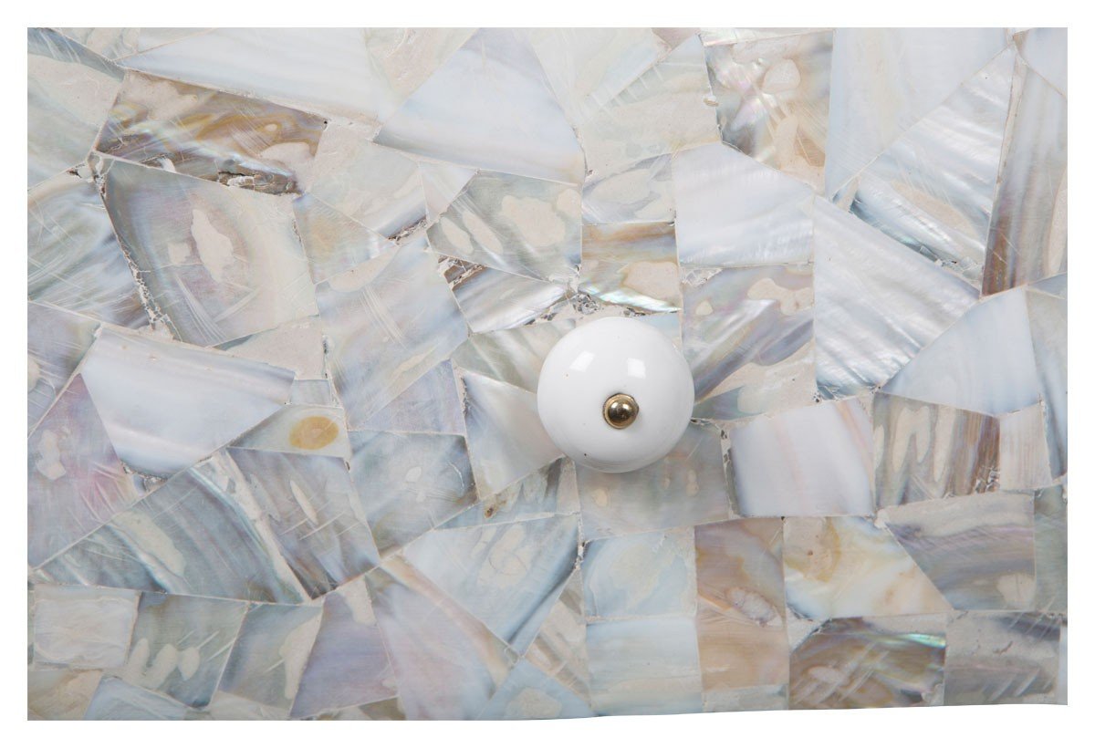 Flat Mother of Pearl Shell Wooden Console with Three Draws-abc