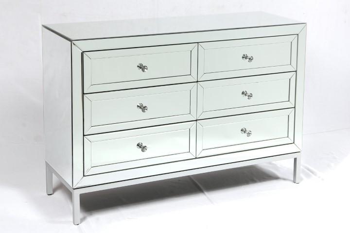 Mayfair Six Drawer Mirror Cabinet - Silver-abc