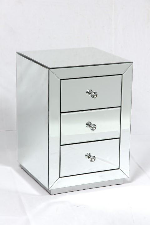 Mayfair Three Draw Mirror Side Table - Silver-abc
