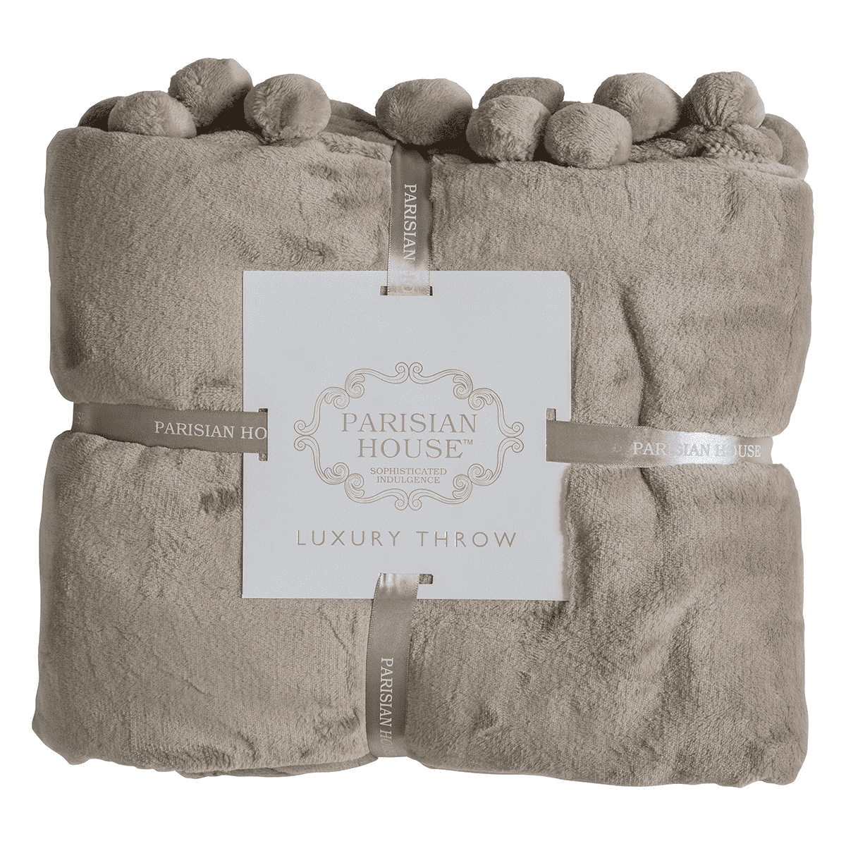 Pom Pom Throw Taupe-Throws-Parisian House-Default Title---abc