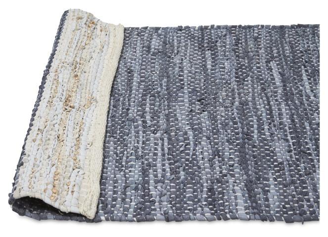 Leather Jute Sumak Handloom Rug - Dark Grey-abc