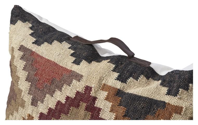 Kilm Checkered 75cm Floor Cushion w handle - Brown Multi-abc