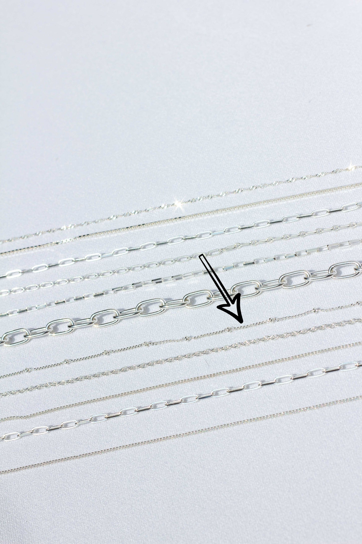 Stud chain necklace silver (45cm & 55cm)-Necklace-wildthings_collectables-Silver-45 cm--abc