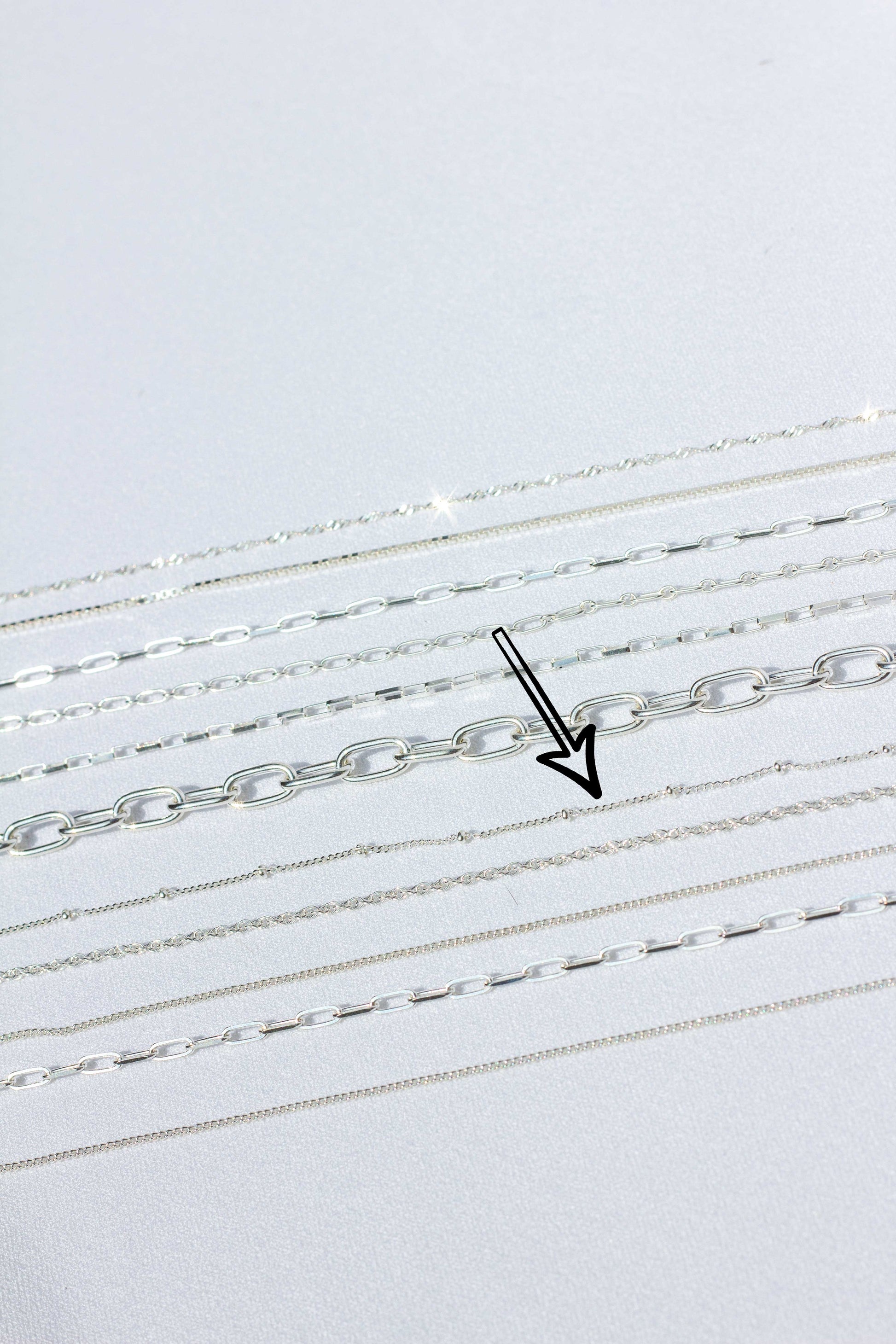 Stud chain necklace silver (45cm & 55cm)-Necklace-wildthings_collectables-Silver-45 cm--abc