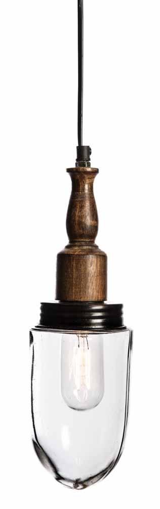 Vintage Glass Ceiling Lamp-with Wood Fitting-Lighting-Home & Giftware-Default Title---abc