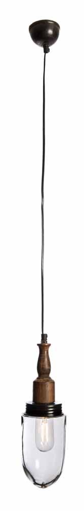 Vintage Glass Ceiling Lamp-with Wood Fitting-Lighting-Home & Giftware-Default Title---abc