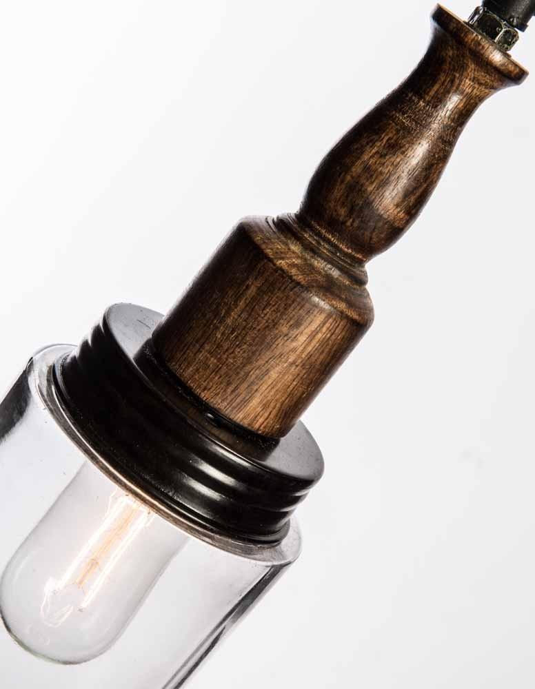 Vintage Glass Ceiling Lamp-with Wood Fitting-Lighting-Home & Giftware-Default Title---abc