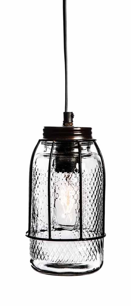 Vintage Jar Iron/Glass Ceiling Lamp-Lighting-Home & Giftware-Default Title---abc