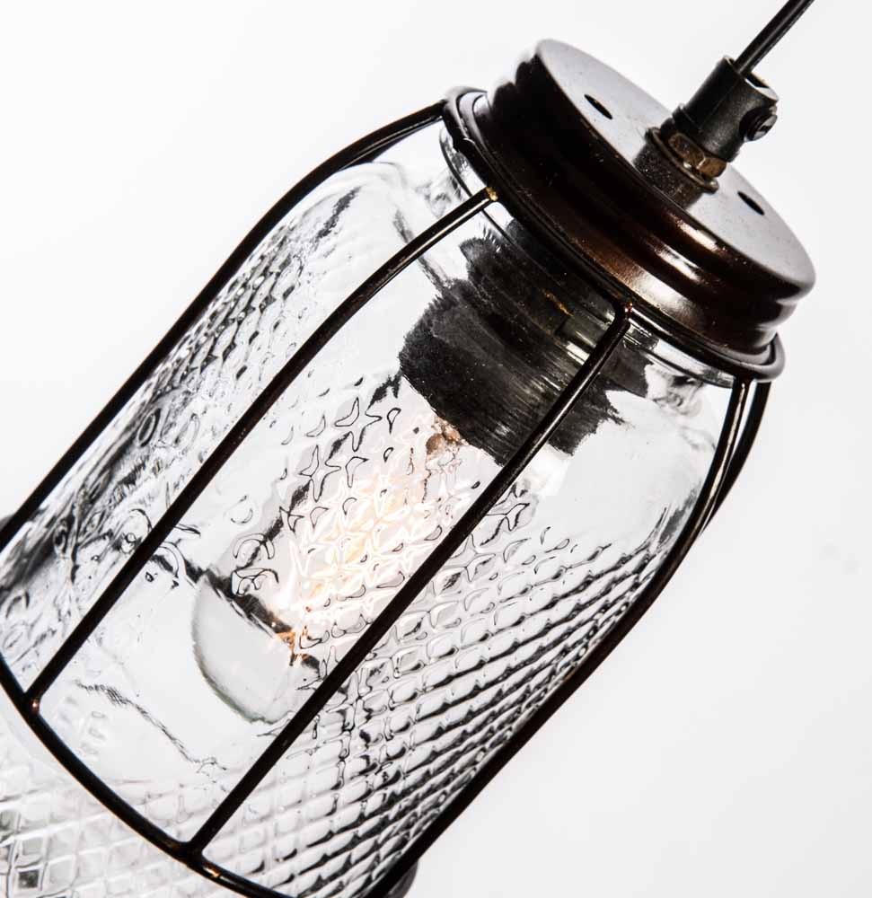 Vintage Jar Iron/Glass Ceiling Lamp-Lighting-Home & Giftware-Default Title---abc