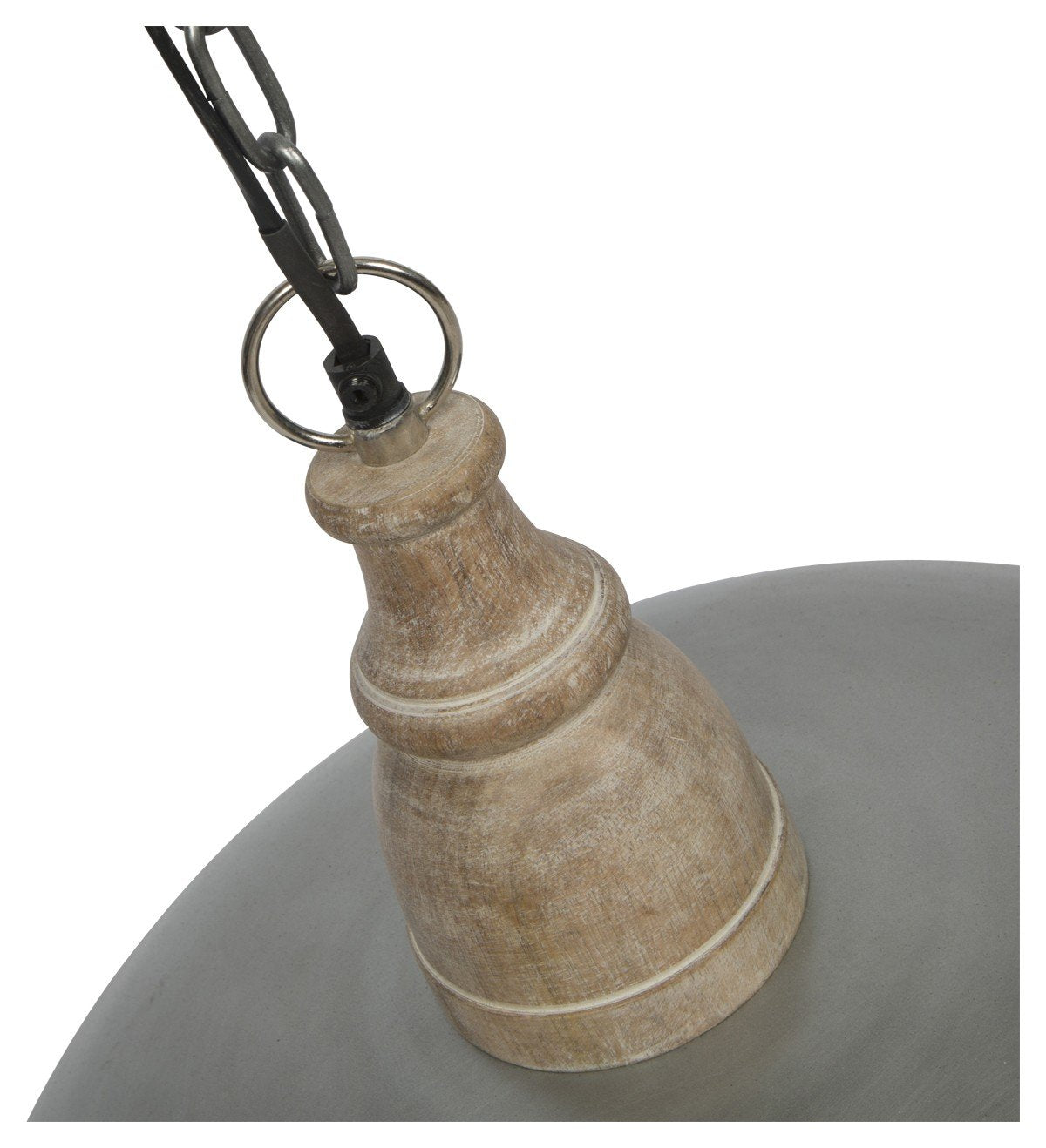 Large Iron Pendant Light with Wood Top-abc