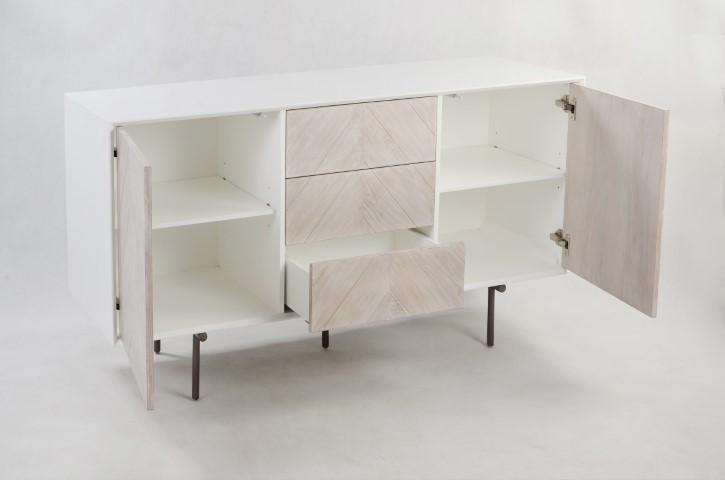 Fox & Ivy 2 Door 3 Drawer Buffet Cabinet - White Wash-abc