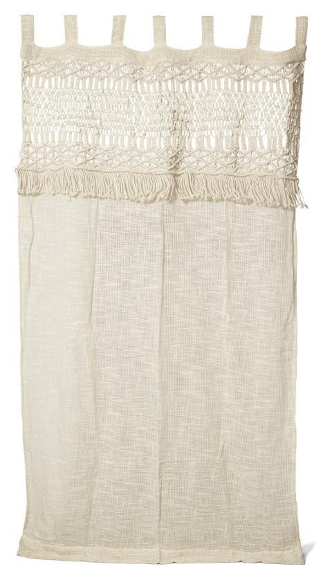 Boho Hand Knitted Cotton Curtain Wall Art - Natural-abc