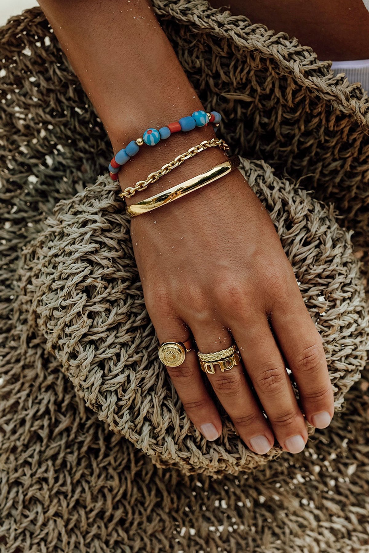 Five strand braided ring gold plated-abc