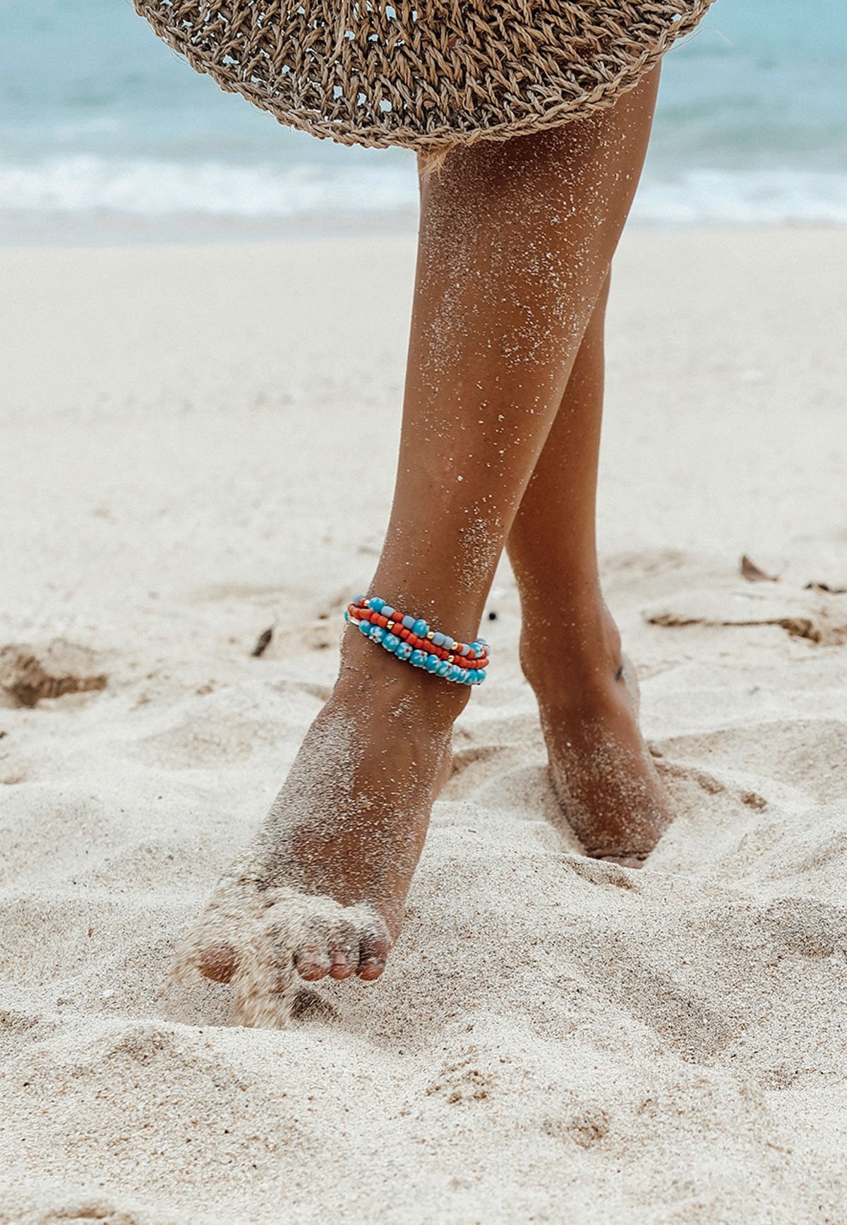 Blue flower anklet gold plated-abc
