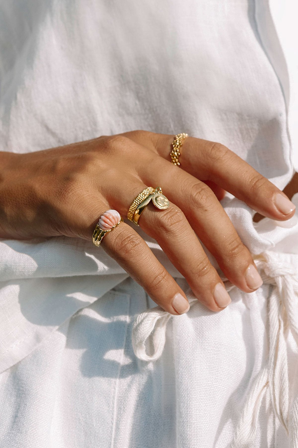 Dreamy shell pinky ring gold plated-abc