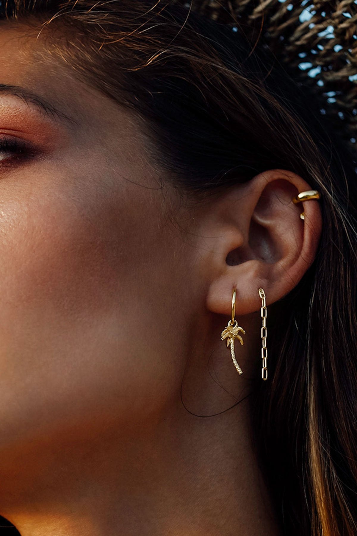 Palm tree earring gold plated-abc