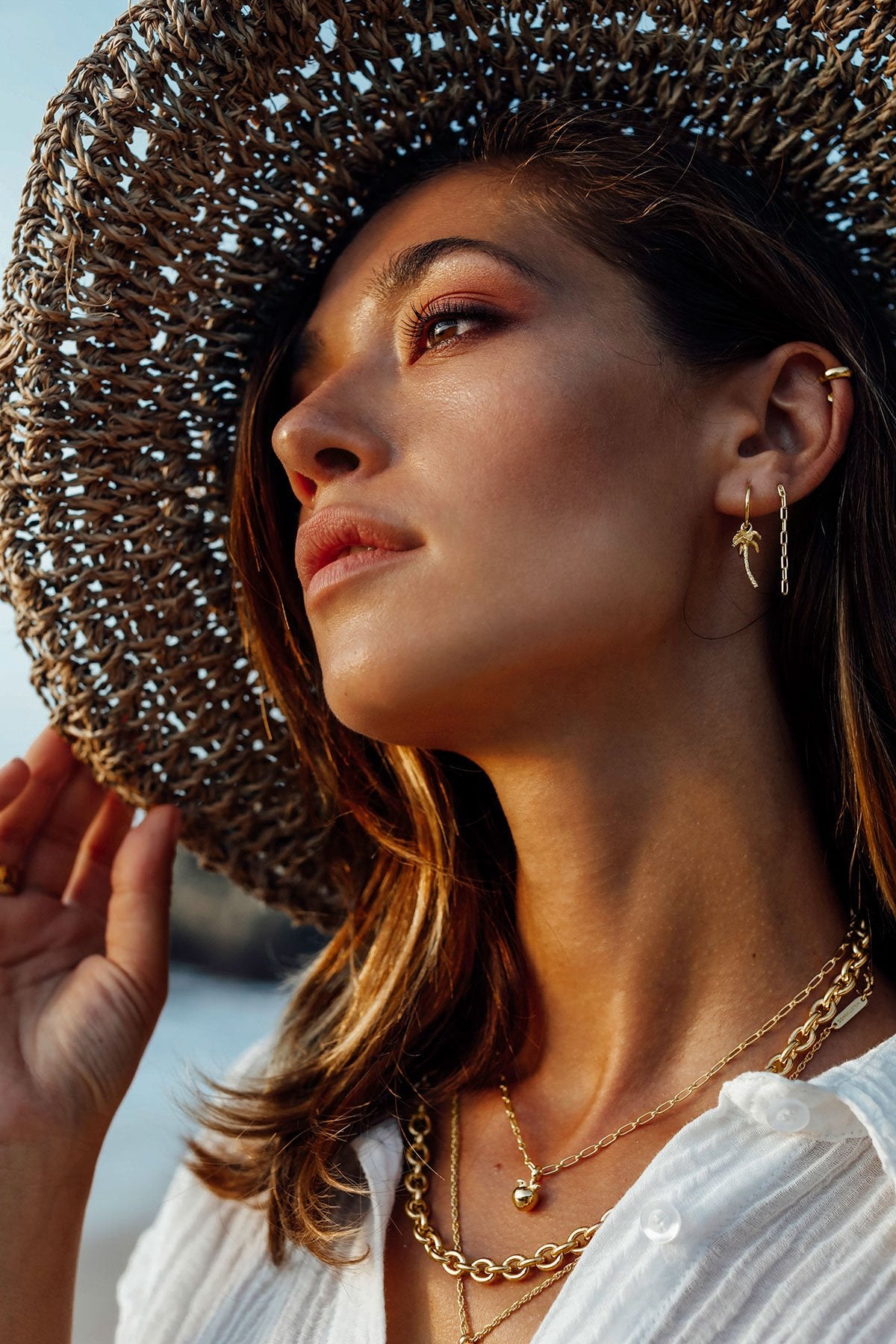 Palm tree earring gold plated-abc