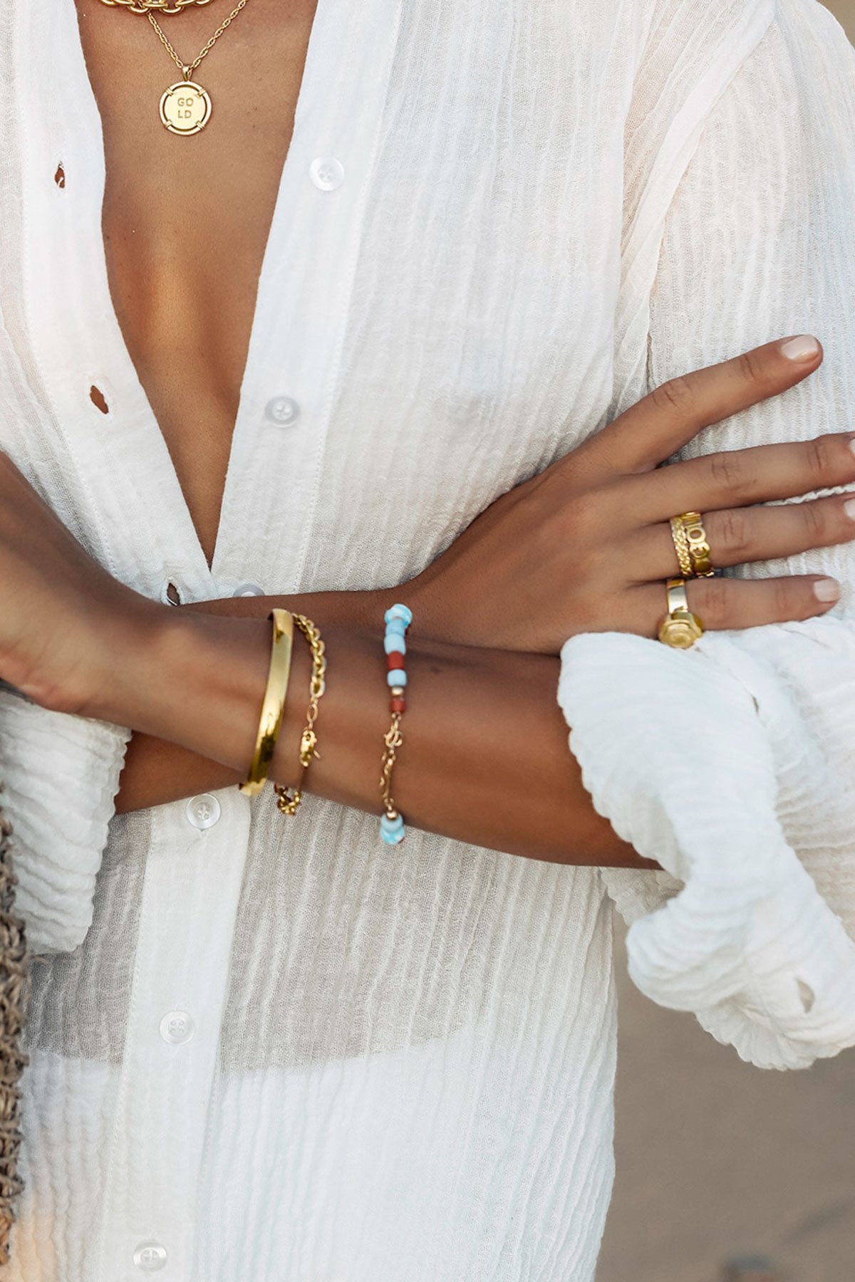 Chunky chain bracelet gold plated-abc