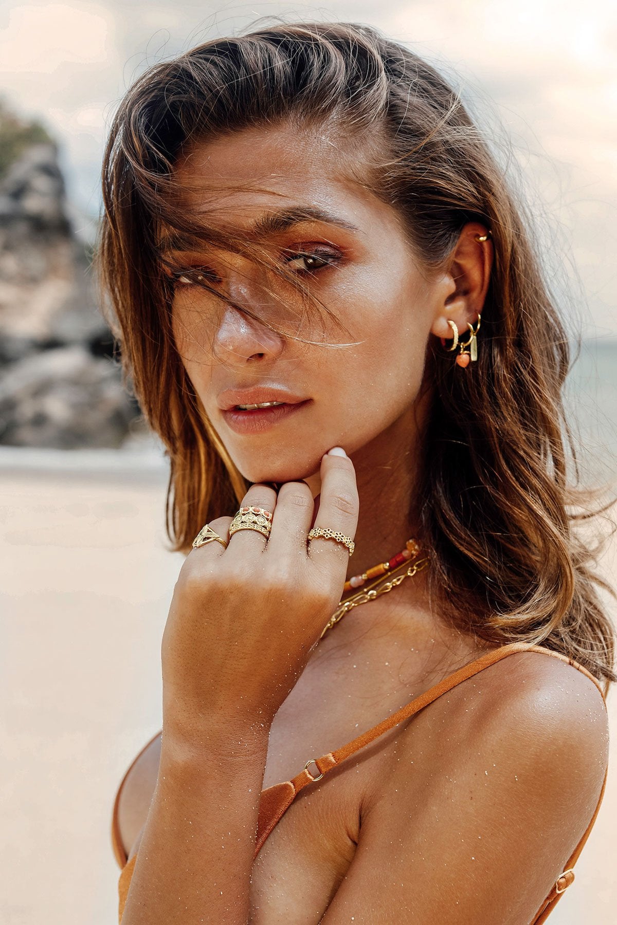 Feeling peachy earring gold plated-abc