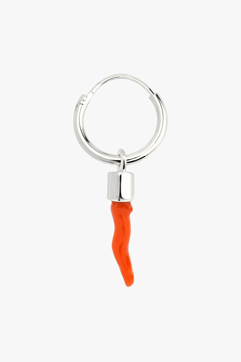 Coral color earring silver-abc