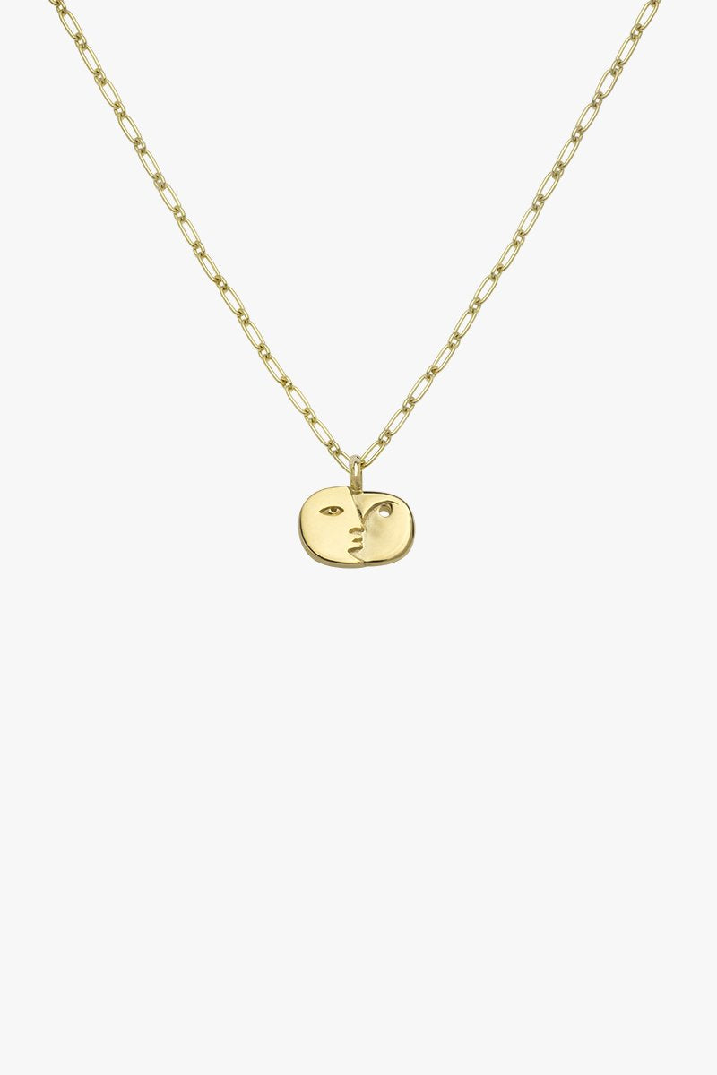 Face sculpture pendant gold plated-abc