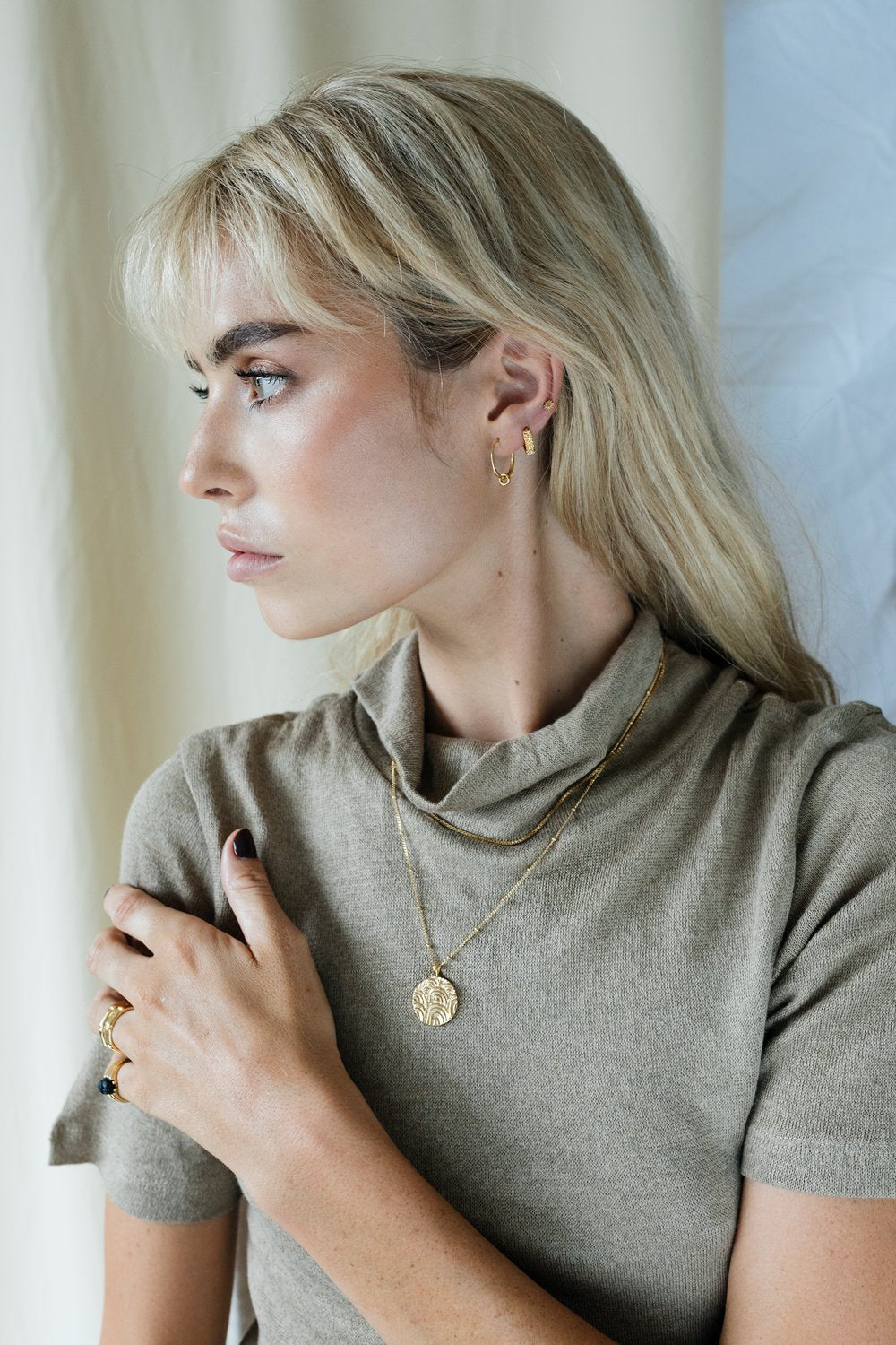 Double hoop earring gold plated (15mm)-abc