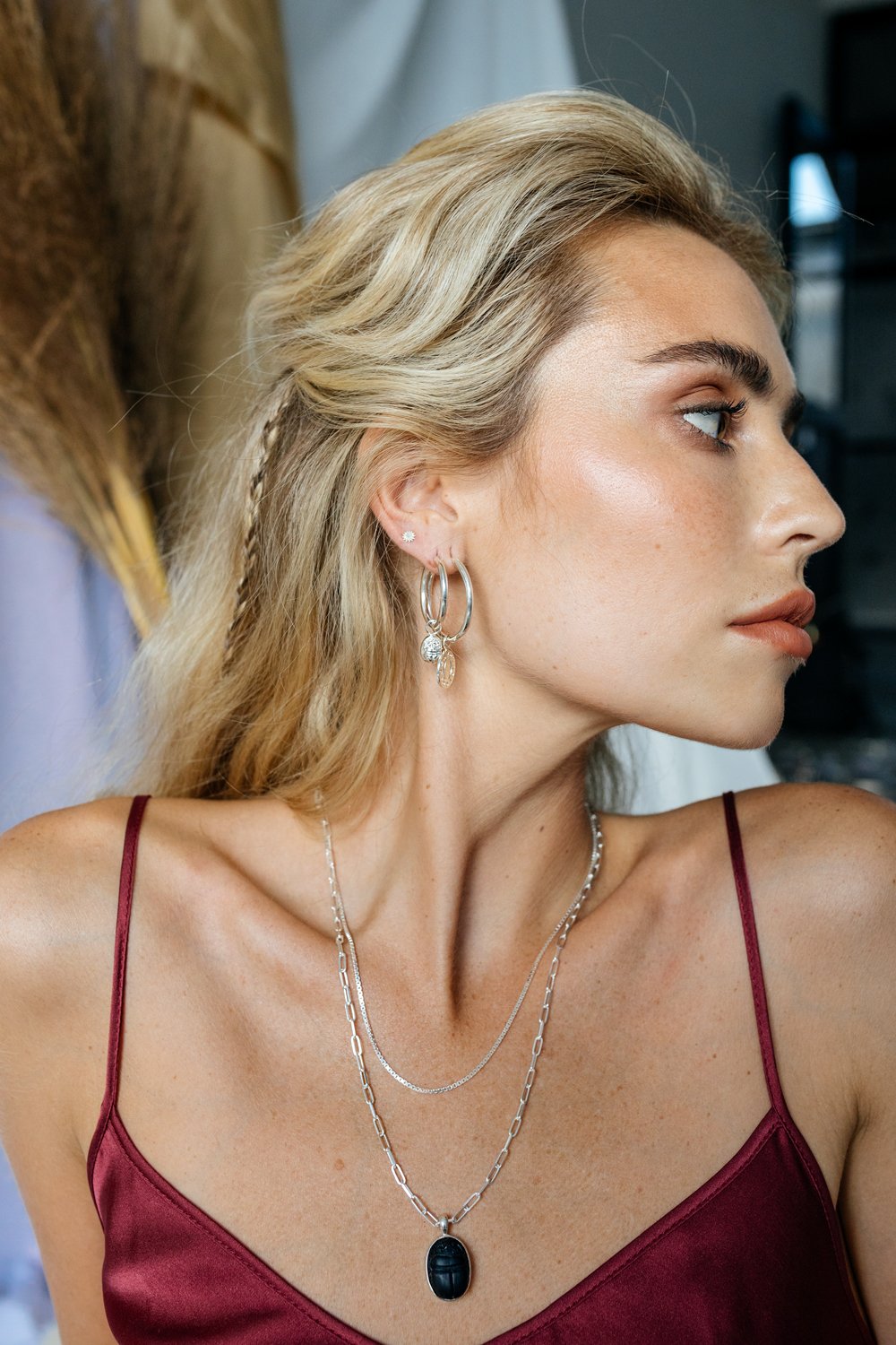 Scarab necklace pendant silver-Necklace-wildthings_collectables-Pendant-Silver--abc