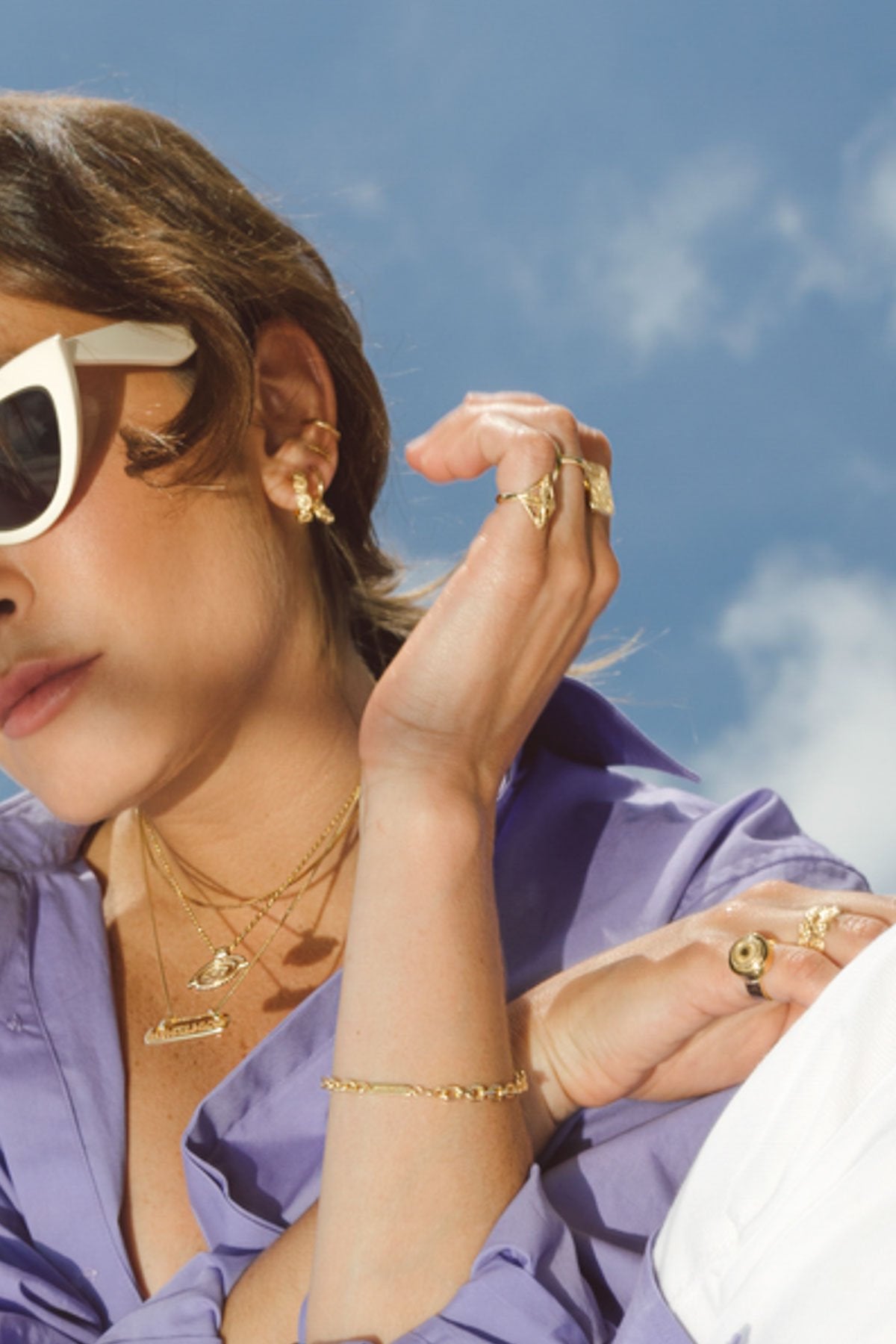 Palm leafs pinky ring gold plated-abc