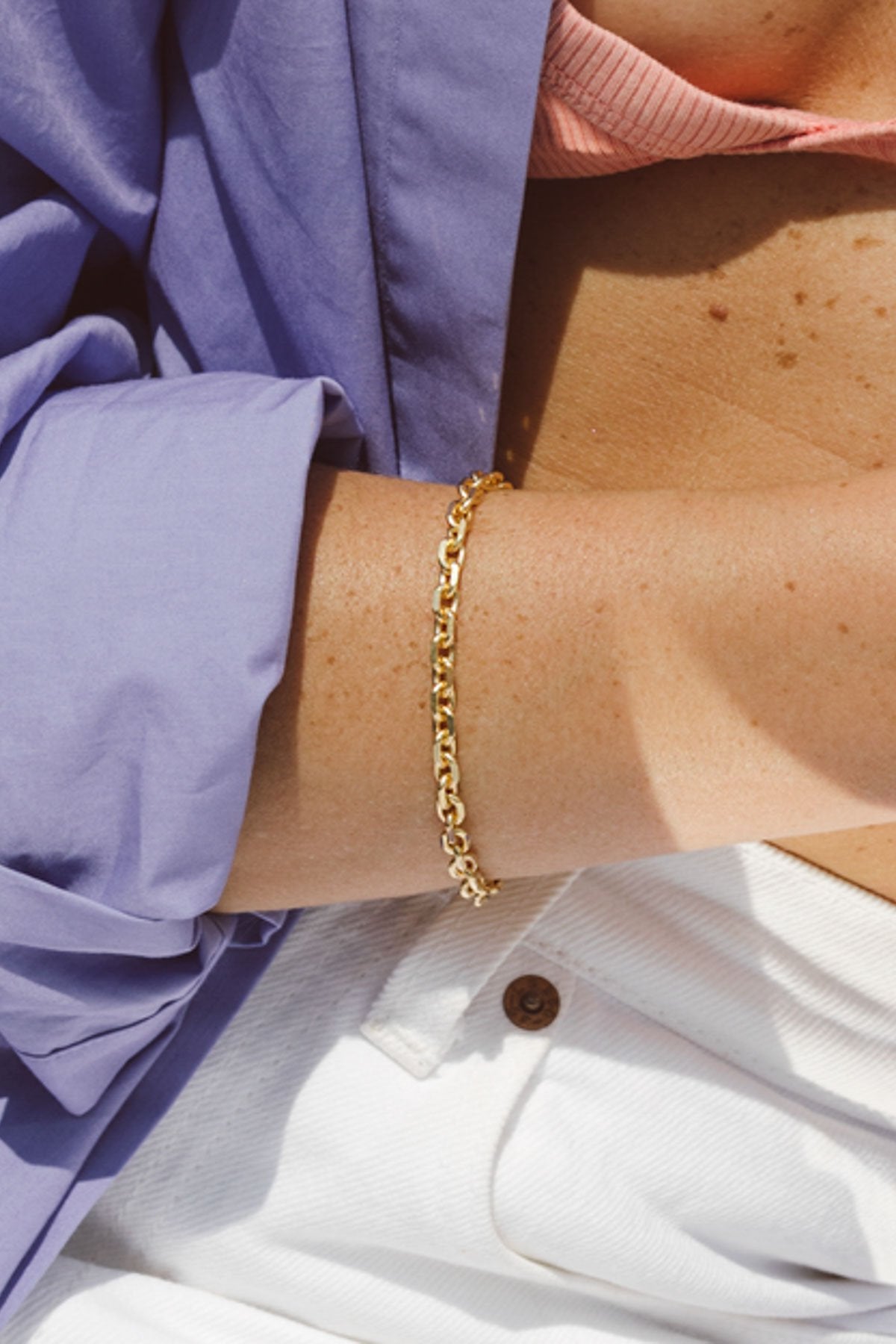 Chunky chain bracelet gold plated-abc