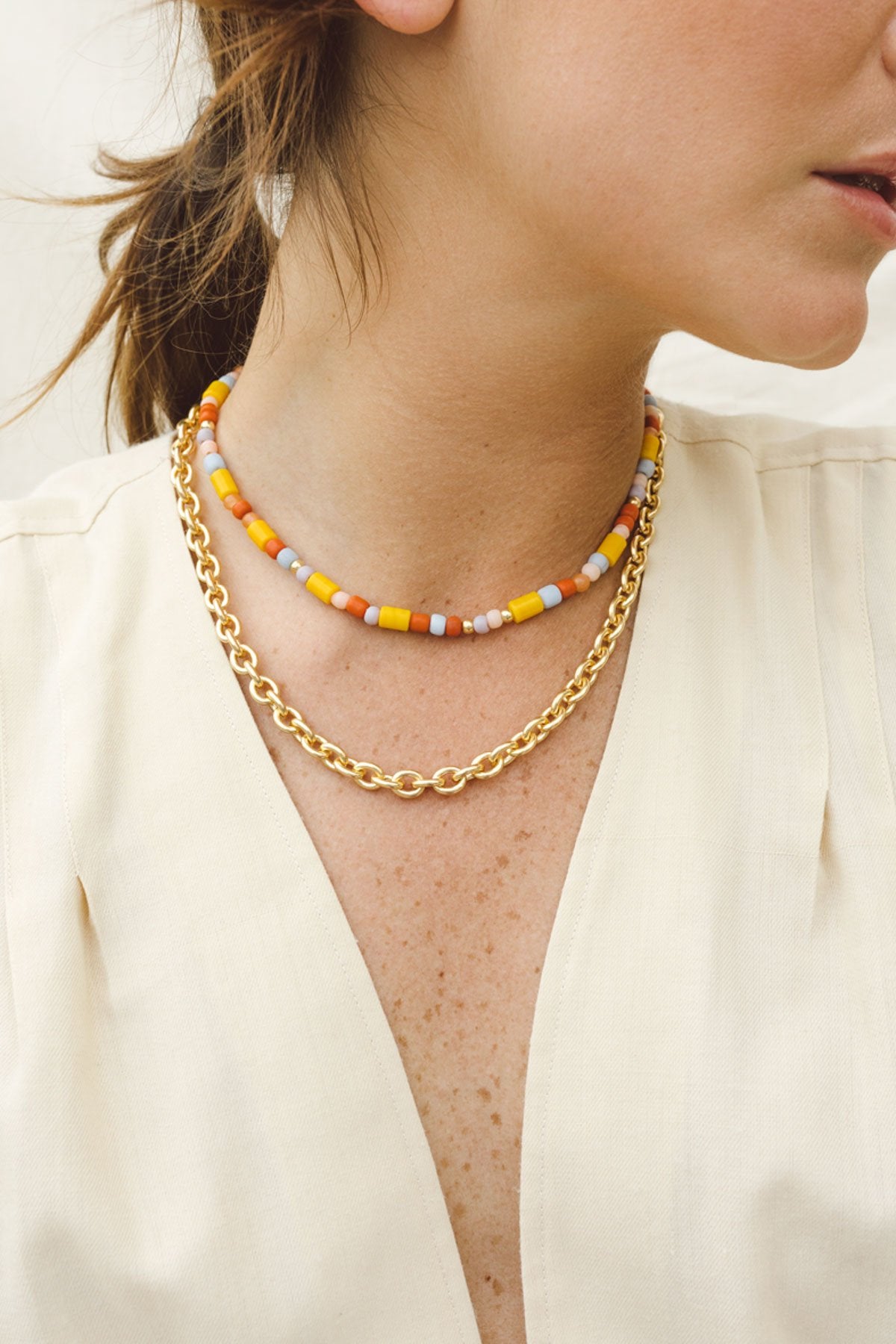 Rainbow necklace gold plated (34 cm)-Necklace-wildthings_collectables-Gold plated---abc