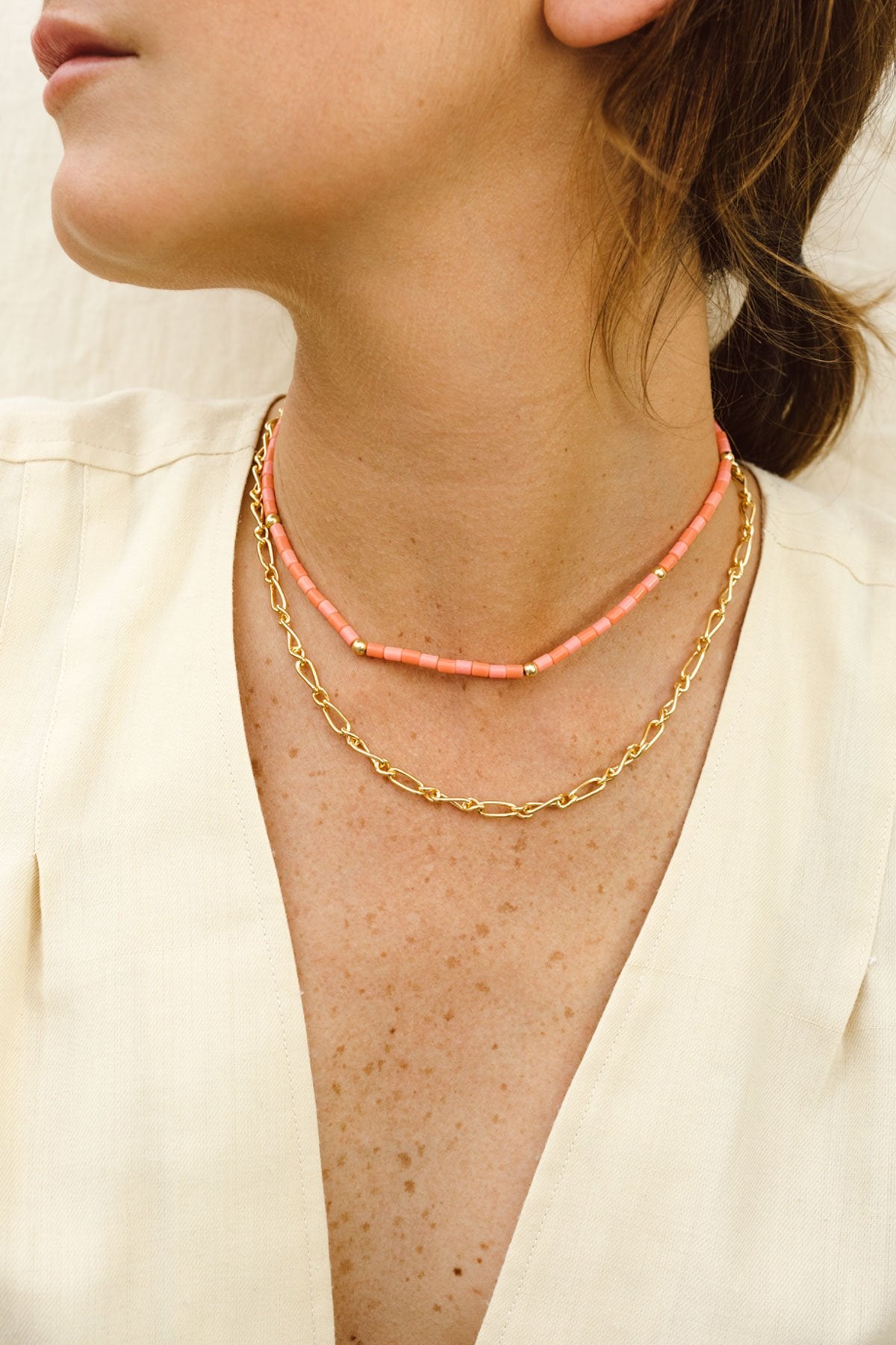 Chunky figaro necklace gold plated (48 cm)-abc