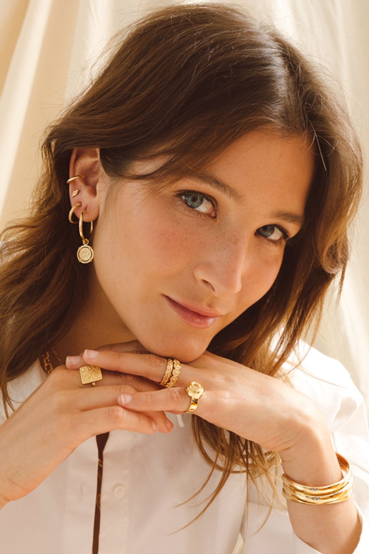 Five strand braided ring gold plated-abc