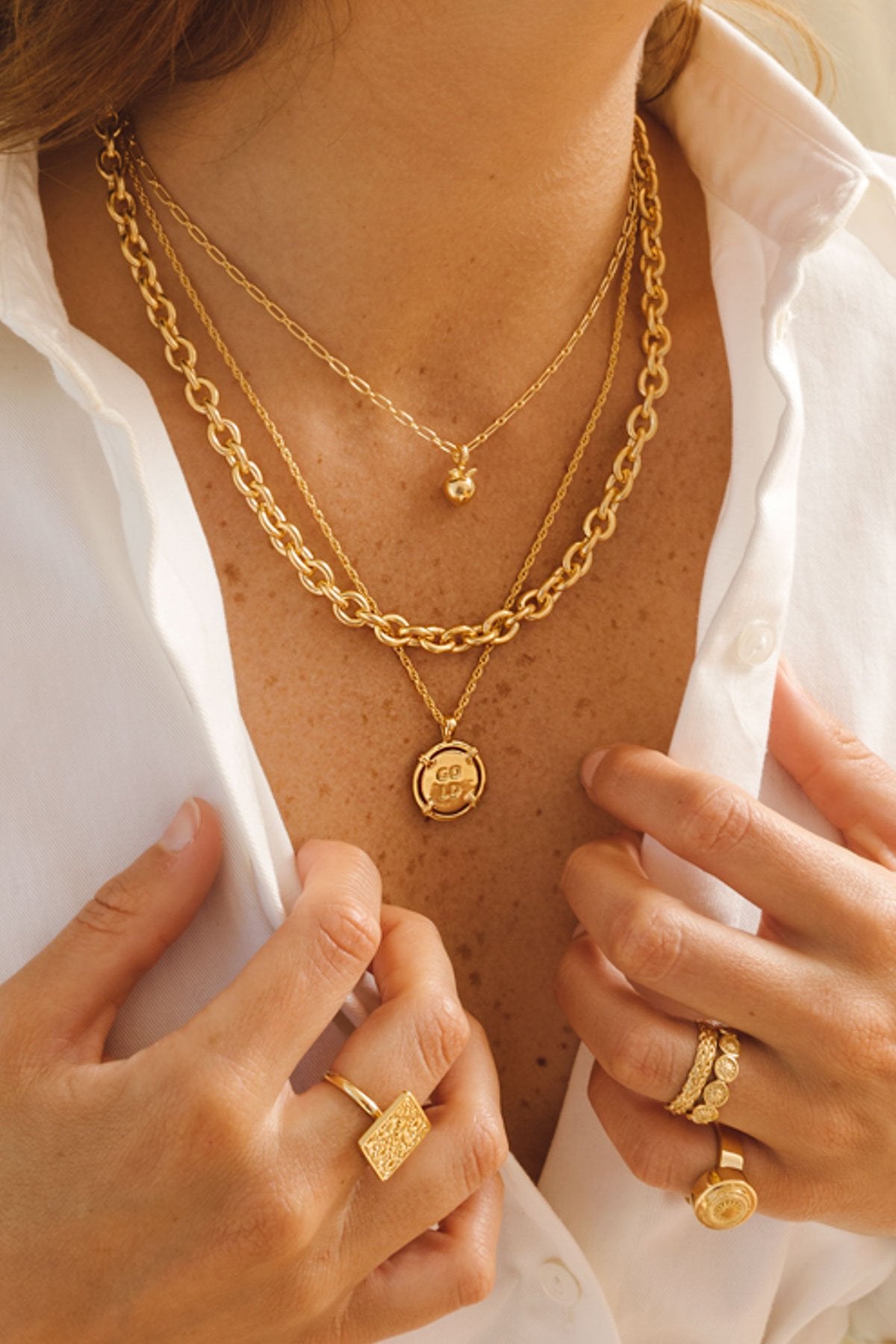 Statement chain necklace gold plated (40 cm)-Necklace-wildthings_collectables-Gold plated---abc