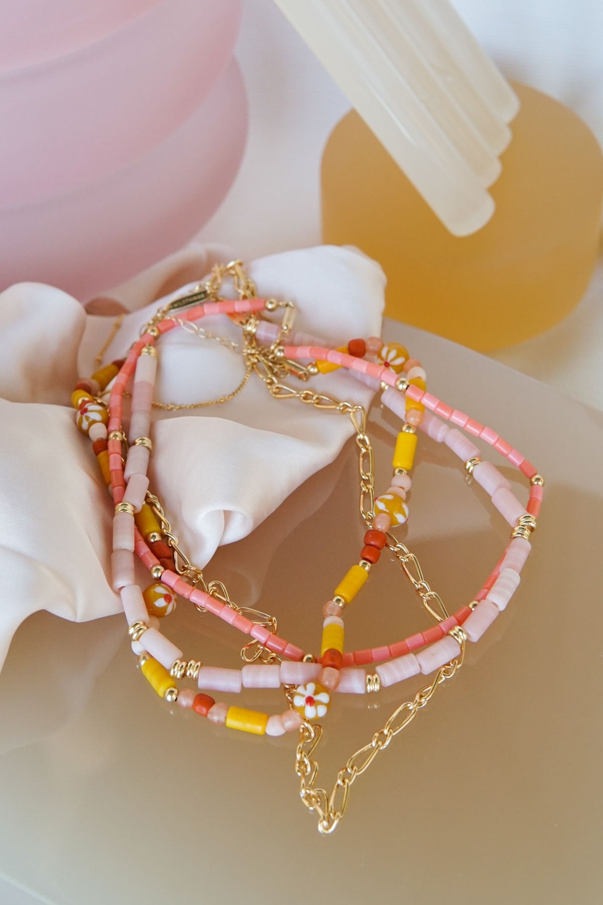 Pink cloud necklace gold plated (34cm)-Necklace-wildthings_collectables-Gold plated---abc