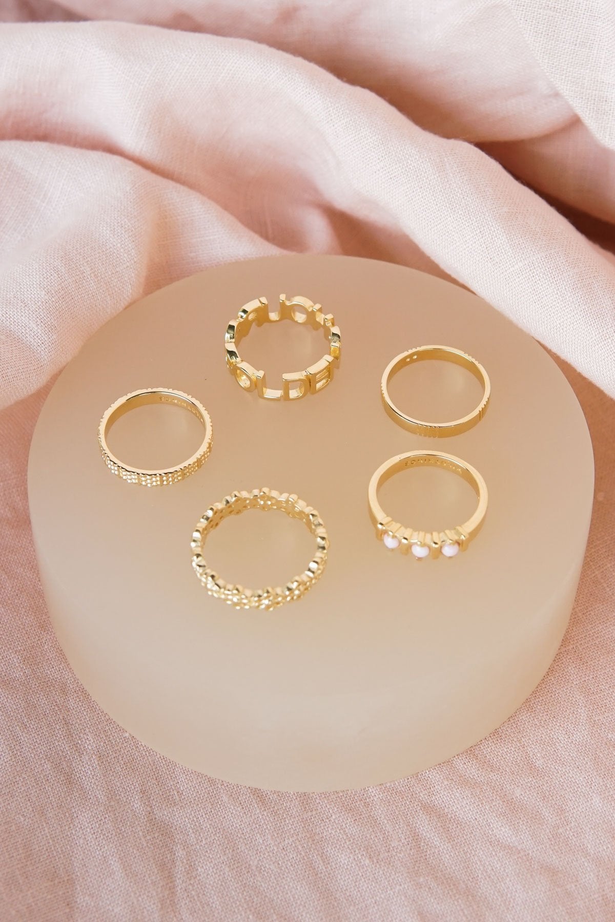 Dots n stripes ring gold plated-abc