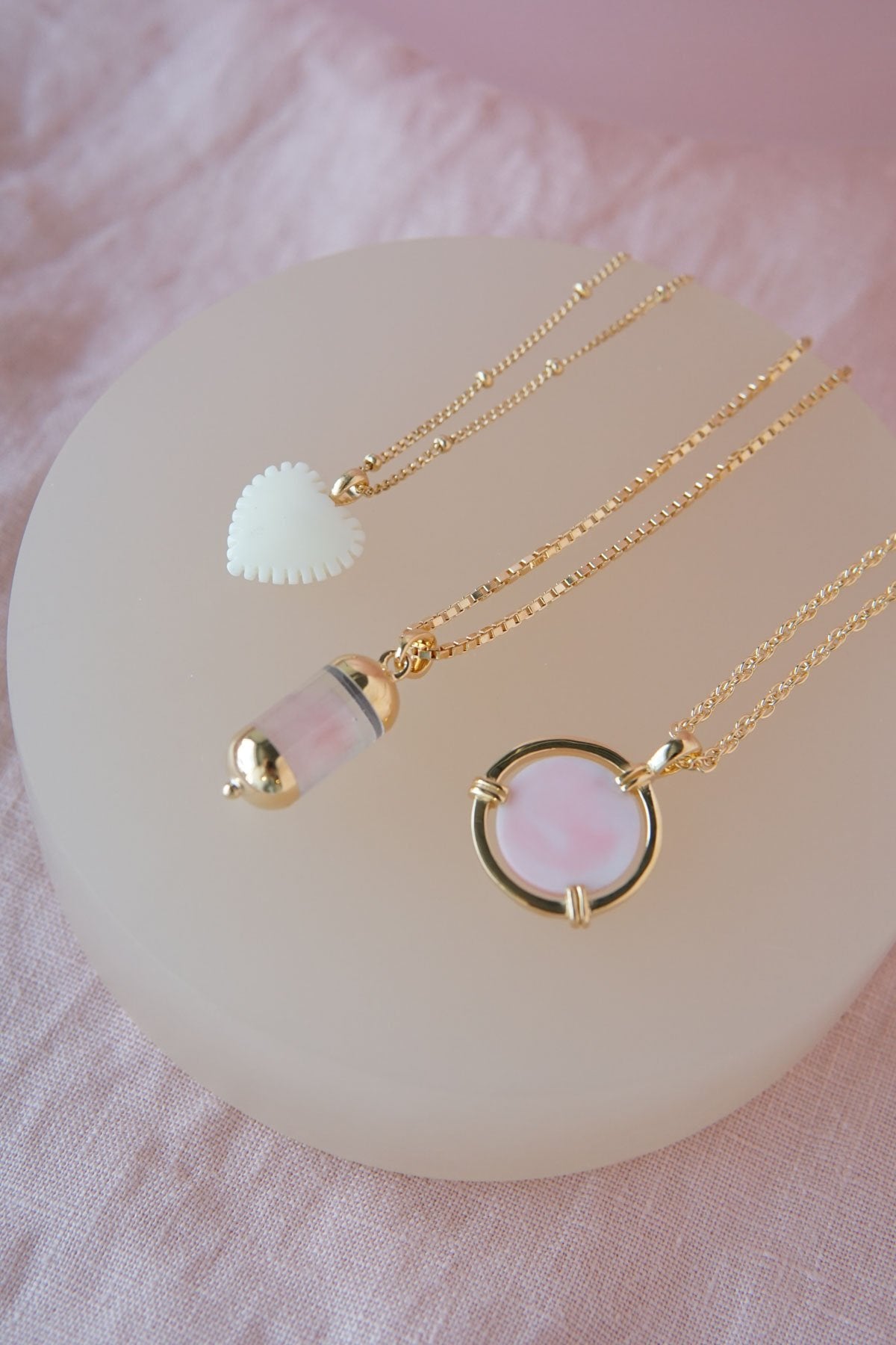 Ivory color heart pendant gold plated-abc