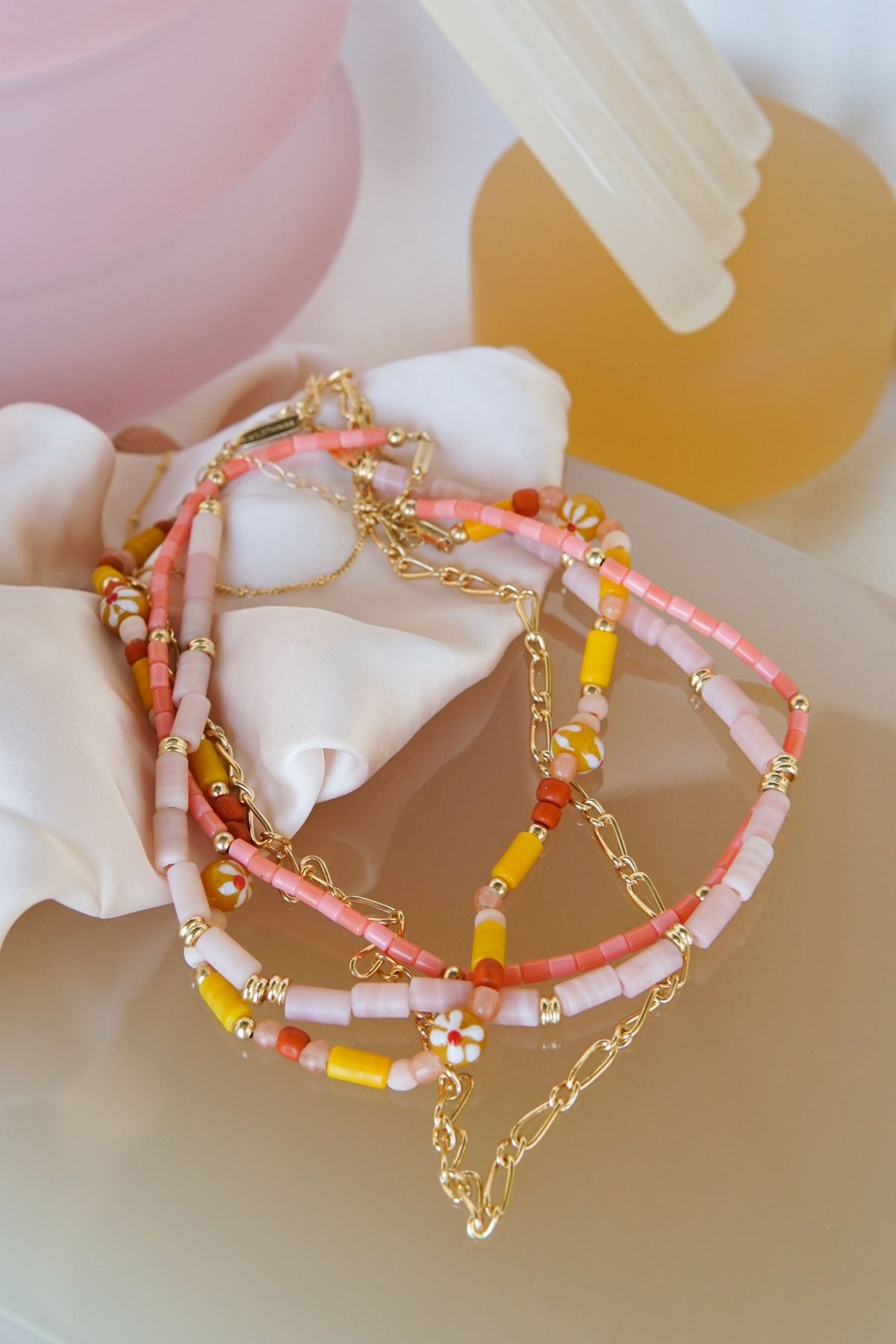 Pink sky necklace gold plated (37 cm)-Necklace-wildthings_collectables-Gold plated---abc