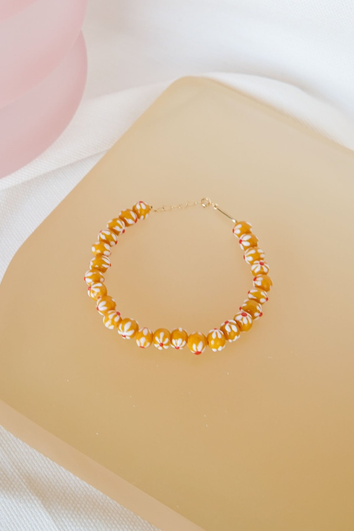 Yellow flower anklet silver-Anklet-wildthings_collectables-Silver---abc
