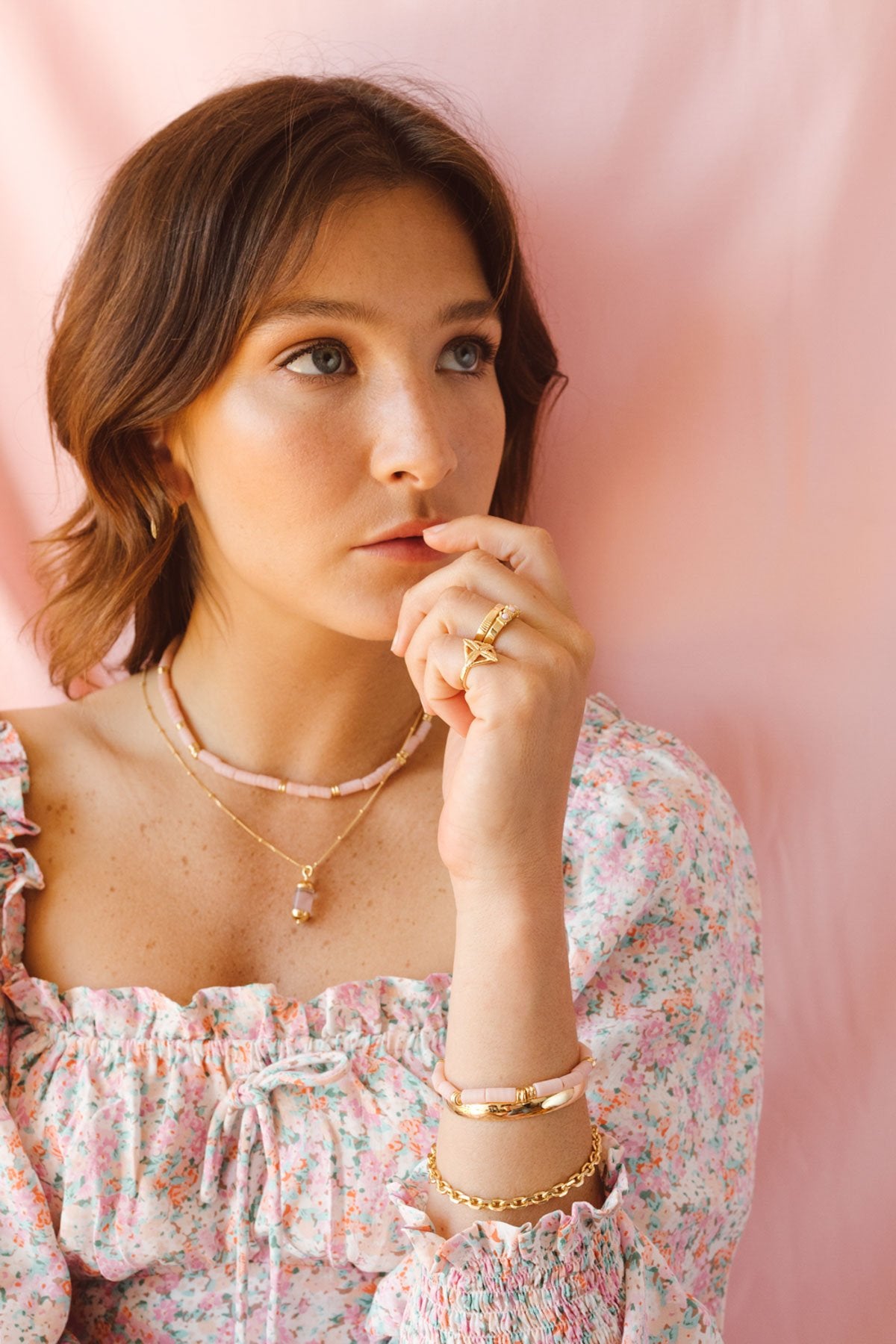 Pink cloud necklace gold plated (34cm)-Necklace-wildthings_collectables-Gold plated---abc